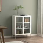 [en. casa] Bufet Fauske alb cu usi din sticla pentru living, 80 x 40 x 101, 5 cm (83058223) Comoda