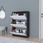 [en. casa] Pantofar Aurskog cu 3 usi rabatabile, alb si antracit, 110x73, 5x24 cm (83562322) Pantofar