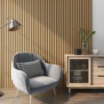 Neu. Holz Set 16 panouri acustice riflate Vang 120x60 cm, stejar închis (84038846)