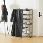 [en. casa] Set 2 rafturi pentru pantofi cu perdea, metal, negre, 80x32x60 cm (87137413) Pantofar