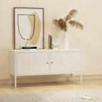 [en. casa] Comoda sideboard metalica alba cu usi încuiabile 118x40x60 cm (84206456) Comoda
