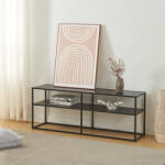 [en. casa] Masa TV Solund 120x30x46 cm neagra, cu 2 rafturi, [en. casa] (84437014)
