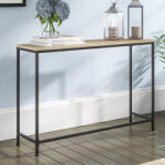 [en. casa] Masa consola pentru hol Kronoby 100x30x80 cm, negru si stejar (82285008)