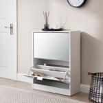 [en. casa] Pantofar alb cu oglinda Kragerø, 2 usi, 80x60x24 cm, [en. casa] (83055181) Pantofar