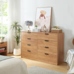 [en. casa] Comoda Varkaus cu 8 sertare, aspect stejar, 140x90x40 cm (85290422) Comoda