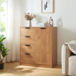 [en. casa] Comoda Varkaus cu 4 sertare si usa, finisaj stejar, 90x80x40 cm (85290420) Comoda