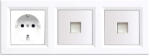 Leziter Priza Leziter Nova III cu împamantare si 2 conectori RJ45 UTP, cadru alb (LN3KERV-F_LNFCS-F_LNUTP-F_2)