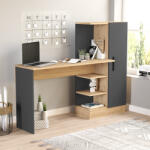 [en. casa] Birou cu dulap Varhalo 120x153x40 cm, stejar sonoma si antracit (85630657)