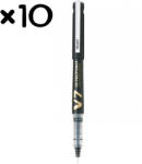 Pilot Set 10 rollere cu cerneala, 0.7 mm, PILOT V7 Hi-Tecpoint + 30 rezerve negru