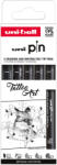 uni Liner varf 0.1-0.7 mm plus pensula UNI Pin 200 Fine Line Tattoo Art, 5 buc/set