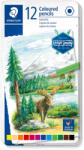 STAEDTLER Creioane colorate 12 culori/set STAEDTLER, cutie metal