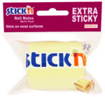 STICK'N Rezerva pentru notes autoadeziv in rola cu dispencer, 50mmx 10 m, STICK'N galben neon