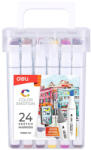 Deli Markere sketching cu 2 capete 1 mm/7 mm, DELI Color Emotion 70801, 24 culori/set