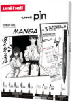 uni Liner varf 0.1-1.0 mm plus pensula, UNI Pin 200 Fine Line Manga, 9 buc/set
