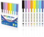 S-COOL Carioci argintii, contur color S-COOL, 8 culori/set