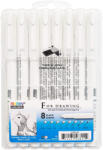 MARVY Liner negru pentru desen 0.03 mm - 1 mm + varf pensula, 8 buc/set, MARVY