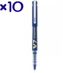 Pilot Set 10 rollere cu cerneala, 0.7 mm, PILOT V7 Hi-Tecpoint + 30 rezerve albastru