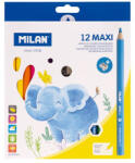 MILAN Creioane colorate triunghiulare, groase MILAN Maxi, 12 culori/set
