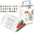 Deli Markere sketching cu 2 capete 1 mm/7 mm, DELI Color Emotion 70803, 24 culori/set