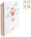 Keskin Color Caiet cu spirala 18x24 cm, 80 file, coperta carton rigid, KESKIN COLOR La Plume Balloons matematica