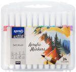 SPREE Marker varf pensula cu vopsea acrilica SPREE Artist 58154, 24 culori/set