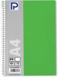 PAPERLAND Caiet cu spirala A4, 80 file, dictando, coperta plastic, PAPERLAND PP400 verde