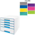 Leitz Suport documente birou cu 5 sertare, plastic LEITZ WOW Dual 5214 alb-albastru Dulap arhivare