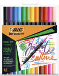 BIC Carioci lavabile cu varf dublu BIC Intensity, 12 culori/set