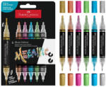Faber-Castell Marker vopsea acrilica culori metalizate, cu doua capete, FABER CASTELL Shake and Paint, 6 culori/set