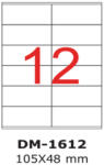 ACCENTA Etichete autocolante albe, colturi drepte, 100 coli/top, ACCENTA 12/A4 (105 x 48 mm)