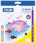 MILAN Creioane colorate hexagonale, groase MILAN Maxi, 12 culori/set