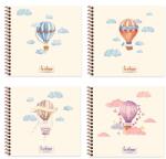 Keskin Color Carnetel cu spirala 16x15 cm, 50 file, coperta carton rigid, KESKIN COLOR La Plume Balloons roz