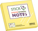 STICK'N Notes autoadeziv 76x76 mm, 100 file, galben pastel STICK'N