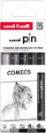 uni Liner varf 0.7-1.0 mm plus pensula, UNI Pin 200 Fine Line Comics, 5 buc/set