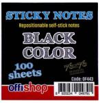 OFFISHOP Cub notite autoadeziv negru, 76x76 mm, 100 file, OFFISHOP