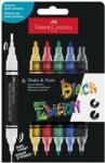 Faber-Castell Marker cu vopsea acrilica, cu 2 capete FABER CASTELL Shake and Paint, 6 culori/set