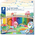 STAEDTLER Creioane colorate, hexagonale, cu radiera la capat, 24 culori/set STAEDTLER Noris Erasable