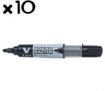 Pilot Set 10 markere whiteboard reincarcabile, varf rotund, PILOT Vboard Master M + 10 rezerve negru