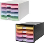 HAN Suport documente birou cu 4 sertare, culori pastel, HAN Impuls 2.0, tip deschis alb/pastel Dulap arhivare