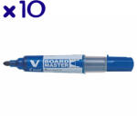 Pilot Set 10 markere whiteboard reincarcabile, varf rotund, PILOT Vboard Master M + 10 rezerve albastru