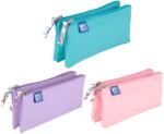 OXFORD Etui dublu cu 2 fermoare OXFORD Floral Pastel roz deschis Penar