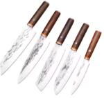 AKORA Set 5 cutite profesionale seria Timeless, otel japonez HRC 60 calire manuala, maner de lemn (FT1078)