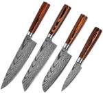 AKORA Set 4 cutite profesionale seria JP, otel japonez HRC 60 calire laser, maner Delux Pakka (KP-K1069-4pcs)