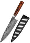 AKORA Cutit profesional Jp GYUTO, otel carbonificat Japonez HRC 60 calire laser, maner Delux Pakka (CLGJ-19PRO)