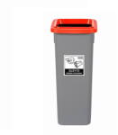 Plafor Cos plastic reciclare selectiva, capacitate 20l, PLAFOR Fit - gri cu capac rosu - metal (PL-713-04) - forit Cos de gunoi