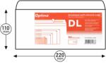 Plicuri Optima Plic DL (110x220mm), lipire siliconica, 50 buc/set, Optima - alb - fereastra dreapta (OP-5900WDL-50RW)