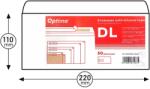 Optima Plicuri Optima Plic DL (110x220mm), lipire siliconica, 50 buc/set, Optima - alb - fereastra stanga (OP-5900WDL-50LW)