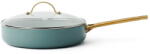 GreenPan Tigaie adanca cu capac, GreenPan Padova Skyblue, Ceramica, 28 cm, Albastru deschis (CC002827-001)