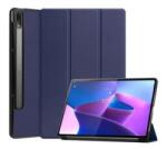 Gigapack Tok álló, bőr hatású (aktív FLIP, oldalra nyíló, TRIFOLD asztali tartó funkció) SÖTÉTKÉK [Lenovo Tab P12 Pro (TB-Q706F)]