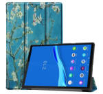 Gigapack Tok álló, bőr hatású (FLIP, oldalra nyíló, TRIFOLD asztali tartó funkció, virág minta) KÉK [Lenovo Tab M10 FHD Plus (TB-X606X)]
